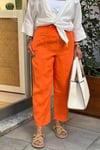 BELİ LASTİKLİ TURUNCU KETEN PANTOLON
