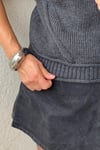 BİSİKLET YAKA DİKİŞ ÖRGÜ DETAYLI ANTRASİT SÜVETER