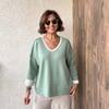 ÇELİK ÖRGÜ V YAKA SWEAT - Mint Yeşil