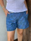 DESENLİ TENCEL JEAN ŞORT - Koyu Mavi
