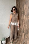 GARNİLİ BLUZ PANTOLON TAKIM - Camel