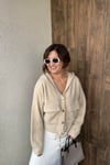 GOLD DÜĞMELİ KAPÜŞONLU ANGORA BEJ HIRKA
