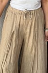 İTALYAN BOL PAÇA KETEN PANTOLON - Camel