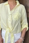 İTALYAN ÇİÇEK NAKIŞLI GÖMLEK - Sarı