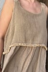 İTALYAN FİLE DETAYLI KALIN ASKILI ELBİSE - Camel