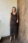 İTALYAN KAT KAT İPEK ELBİSE - Kahve