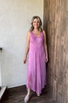İTALYAN YIKAMALI İPEK ELBİSE - Pembe