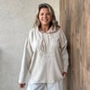 KABARTMA YAZI DETAYLI ÇELİK ÖRGÜ KAPÜŞONLU SWEATSHIRT - Bej