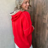 KABARTMA YAZI DETAYLI ÇELİK ÖRGÜ KAPÜŞONLU SWEATSHIRT - Kırmızı