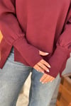 KOL DETAYLI BORDO OVERSİZE SWEATSHIRT
