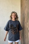 LEOPAR MICKEY BASKILI OVERSİZE TİŞÖRT - Antrasit