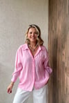 OMUZU DÜŞÜK OVERSİZE GÖMLEK - Pembe 