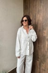 PREMİUM SERİ TAŞLI BEYAZ JEAN GÖMLEK