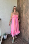 STRAPLEZ PAMUKLU ELBİSE - Pembe