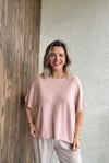 V YAKA KISA KOL İTALYAN VİSCOSE TRİKO - Pudra pembe