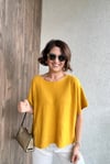 V YAKA KISA KOL İTALYAN VİSCOSE TRİKO - Hardal 