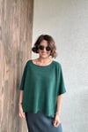 V YAKA KISA KOL İTALYAN VİSCOSE TRİKO - Yeşil
