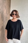 V YAKA KISA KOL İTALYAN VİSCOSE TRİKO - Siyah
