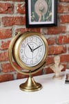 Gold Metal Masa Saati – Sessiz Mekanizma, Mineral Cam, Latin Rakamlı Dekoratif Vintage Tasarım-Mezza Gold Latin