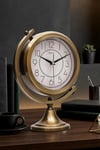 Gold Metal Masa Saati – Sessiz Mekanizma, Mineral Cam, Latin Rakamlı Dekoratif Vintage Tasarım-Mezza Gold Latin