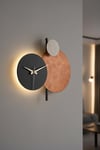 Led Işıklı Modern Metal Duvar Saati – Sessiz Mekanizma, Dekoratif El Boyama Tasarım (48x44 cm)