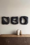 Modern Soyut Duvar Dekoru –  Wabi Sabi Minimal Tasarım, Siyah Dekoratif Duvar Objesi, 3'lü Set-Truzzo Antrasit