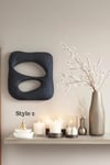 Modern Soyut Duvar Dekoru –  Wabi Sabi Minimal Tasarım, Siyah Dekoratif Duvar Objesi, 3'lü Set-Truzzo Antrasit