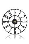 MUYİKA New Bunnela Metal Siyah Sessiz Mekanizma Duvar Saati 50x50cm MDS-50