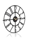 MUYİKA New Bunnela Metal Siyah Sessiz Mekanizma Duvar Saati 50x50cm MDS-50
