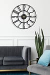 MUYİKA New Bunnela Metal Siyah Sessiz Mekanizma Duvar Saati 50x50cm MDS-50