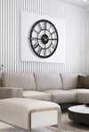 MUYİKA Romano Metal Siyah Sessiz Mekanizma Duvar Saati 50x50cm MDS-50