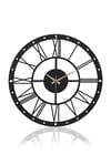MUYİKA Romano Metal Siyah Sessiz Mekanizma Duvar Saati 50x50cm MDS-50