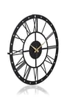 MUYİKA Romano Metal Siyah Sessiz Mekanizma Duvar Saati 50x50cm MDS-50