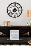 MUYİKA Romano Metal Siyah Sessiz Mekanizma Duvar Saati 50x50cm MDS-50