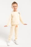 Çocuk Sweat Eşofman Takım Kedi Baskılı Bej 1-6 Yaş