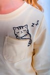 Çocuk Sweat Eşofman Takım Kedi Baskılı Bej 1-6 Yaş