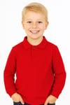 Çocuk Unisex Uzun Kollu Polo Yaka Tshirt Kırmızı Okul 6-9 Yaş