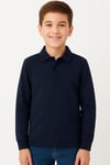 Çocuk Unisex Uzun Kollu Polo Yaka Tshirt Lacivert Okul 10-13 Yaş