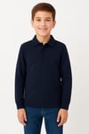 Çocuk Unisex Uzun Kollu Polo Yaka Tshirt Lacivert Okul 10-13 Yaş