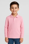 Çocuk Unisex Uzun Kollu Polo Yaka Tshirt Pembe Okul 6-9 Yaş