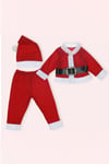 Erkek Bebek Noel Baba Elbisesi 2'li Takım Şapka ve Kemer Hediyeli