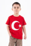 Erkek Çocuk Türk Bayraklı Kırmızı Tshirt Penye