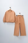 Kız Çocuk Basic Sweatshirt Takım 5-8 Yaş Pudra