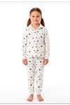 Kız Çocuk Pijama Takımı Renkli Kalp %100 Pamuk Kaşkorse