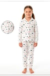 Kız Çocuk Pijama Takımı Renkli Kalp %100 Pamuk Kaşkorse