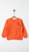 Kız Çocuk Sweatshirt %100 Pamuklu Cep Detaylı Kedi Baskılı 1-6 Yaş
