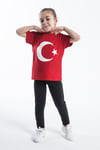 Kız Çocuk Türk Bayraklı Kırmızı Tshirt Penye 