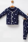 Kız - Erkek Çocuk Pijama Takımı Yıldız Desenli Lacivert %100 Pamuk 