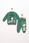 Snoopy Baskılı Alt Üst Sweat Takım  6-24 Ay Yeşil