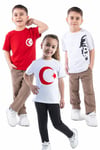 Türk Bayraklı Atatürk Baskılı T-shirt Set 4-14 Yaş Kız-Erkek